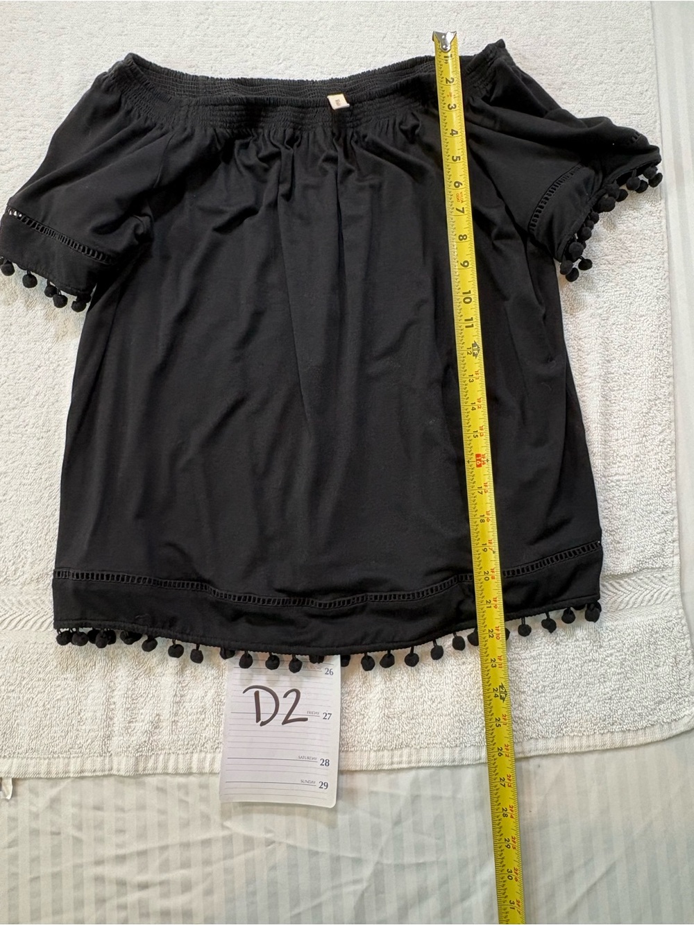 Wishlist Black Off-Shoulder Pom Pom Hem Tunic large